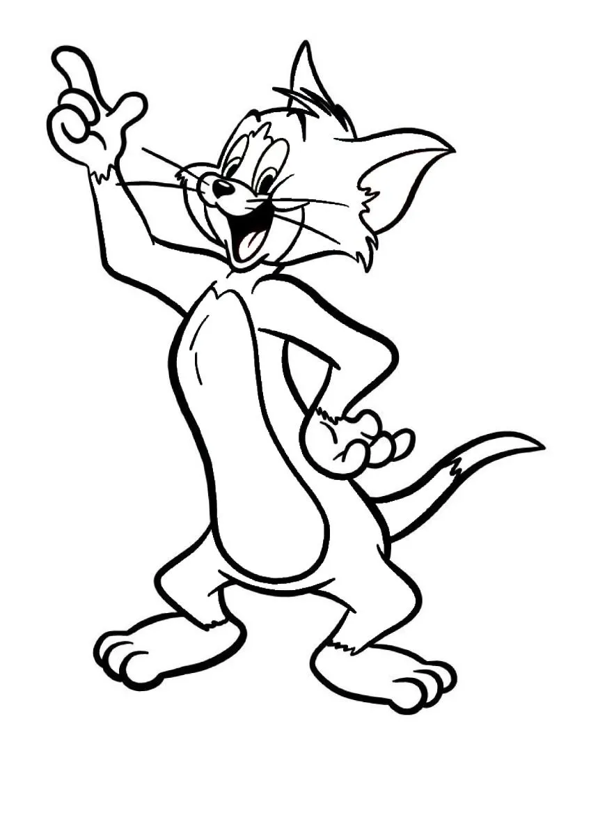 Tom Outlining with Black Lines on White Background