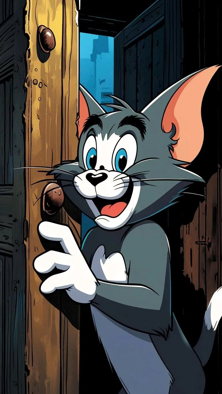 Tom Peering Around a Door with a Curious Expression