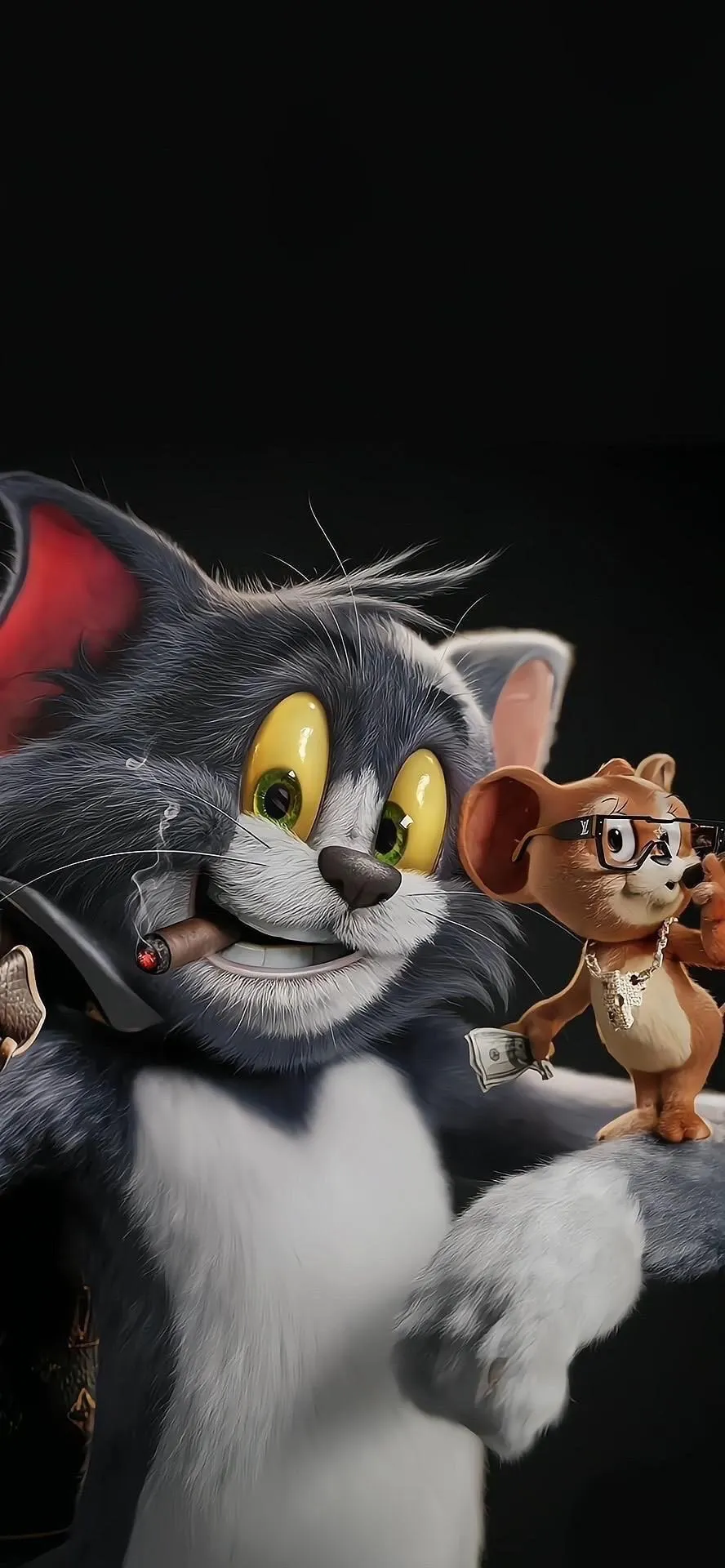 Tom Wrapped in Black Blanket as Jerry Stays Close wallpaper
