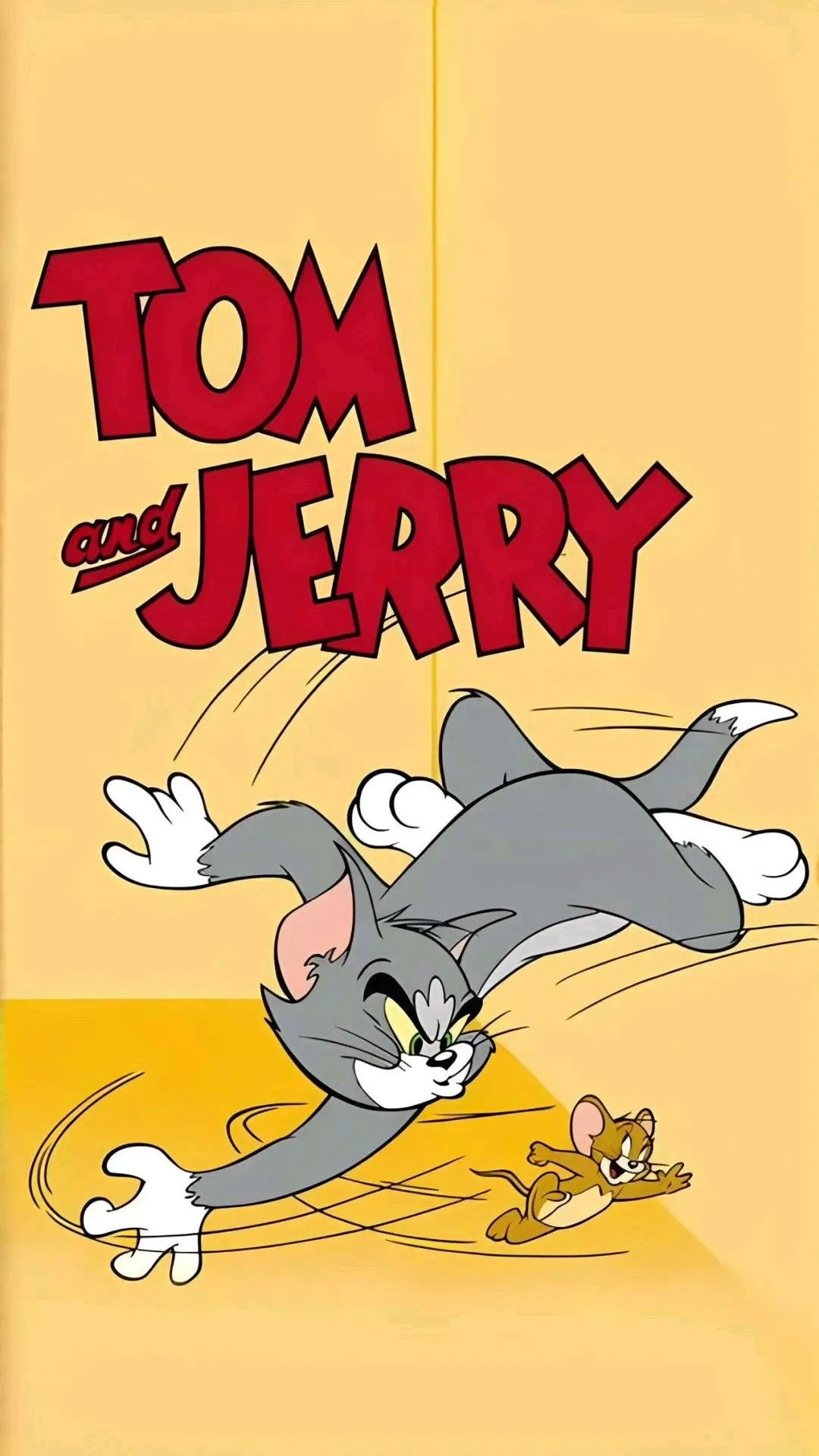 Vintage Tom and Jerry Poster in Yellow Background wallpaper