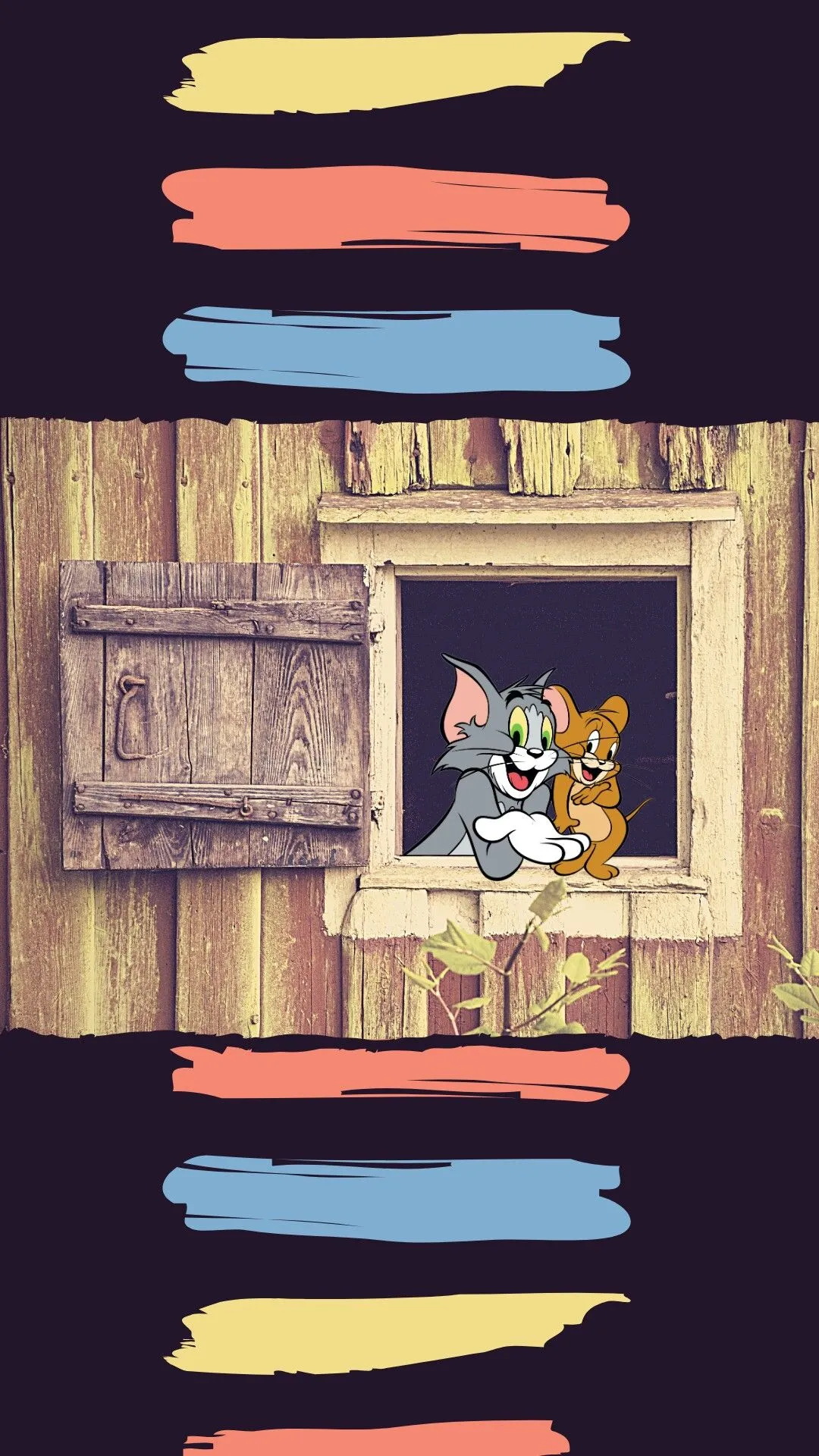 Wooden Shelf Design with Classic Tom and Jerry Cartoon Art