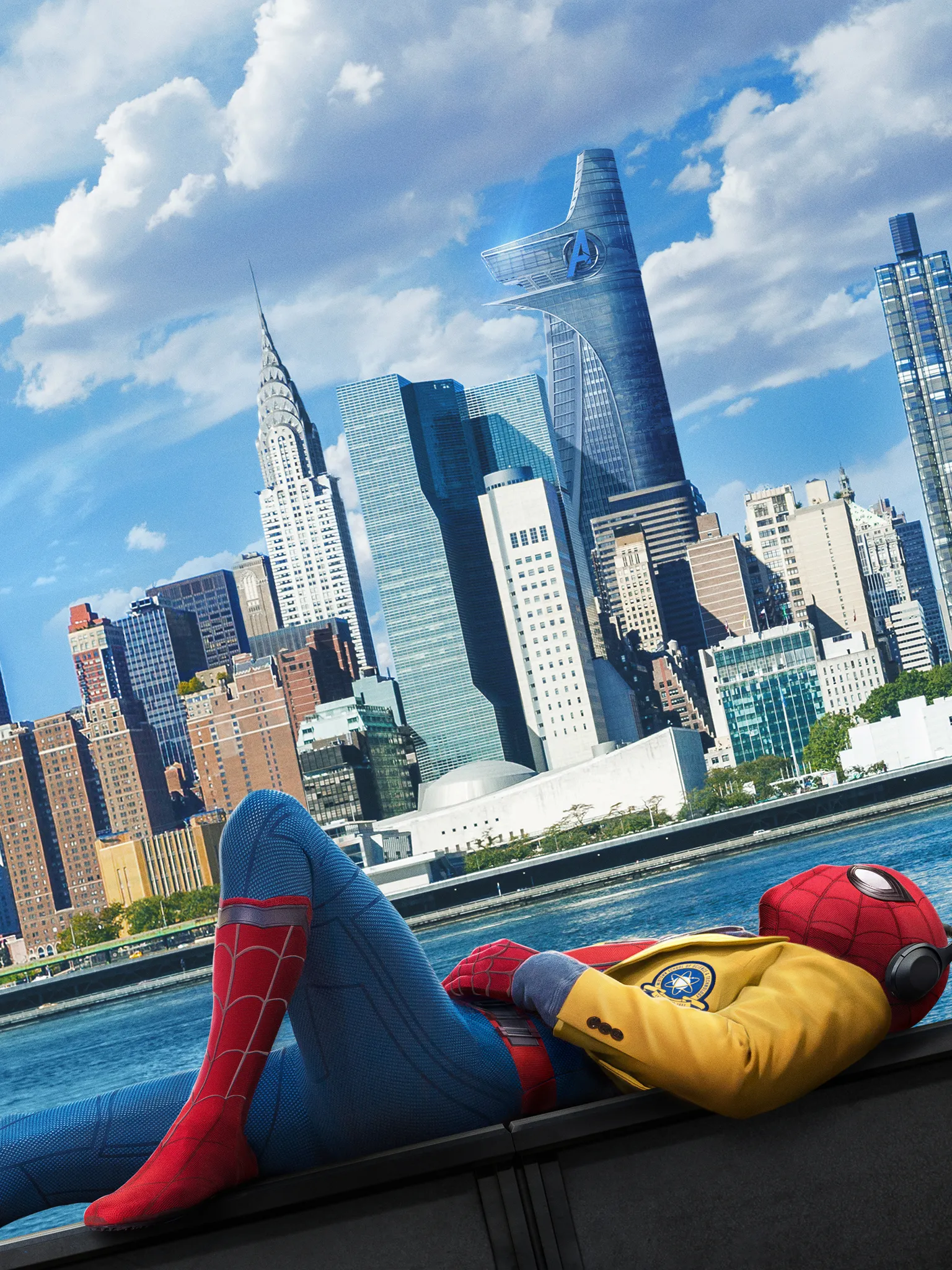 HD free wallpaper of a spiderman with yellow suit in a city