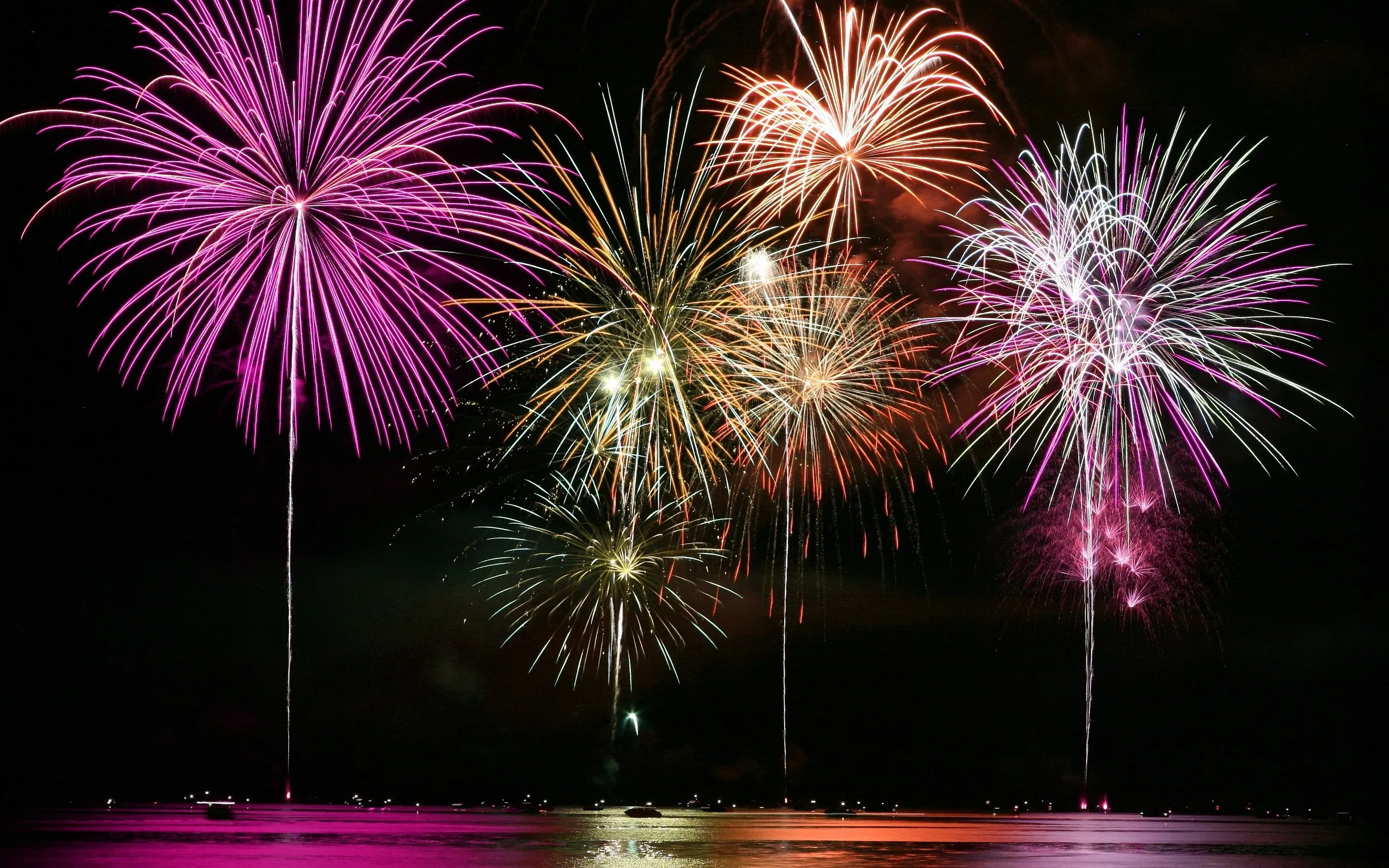 Beautiful Multicolour Fireworks Event in Night Sky Hd