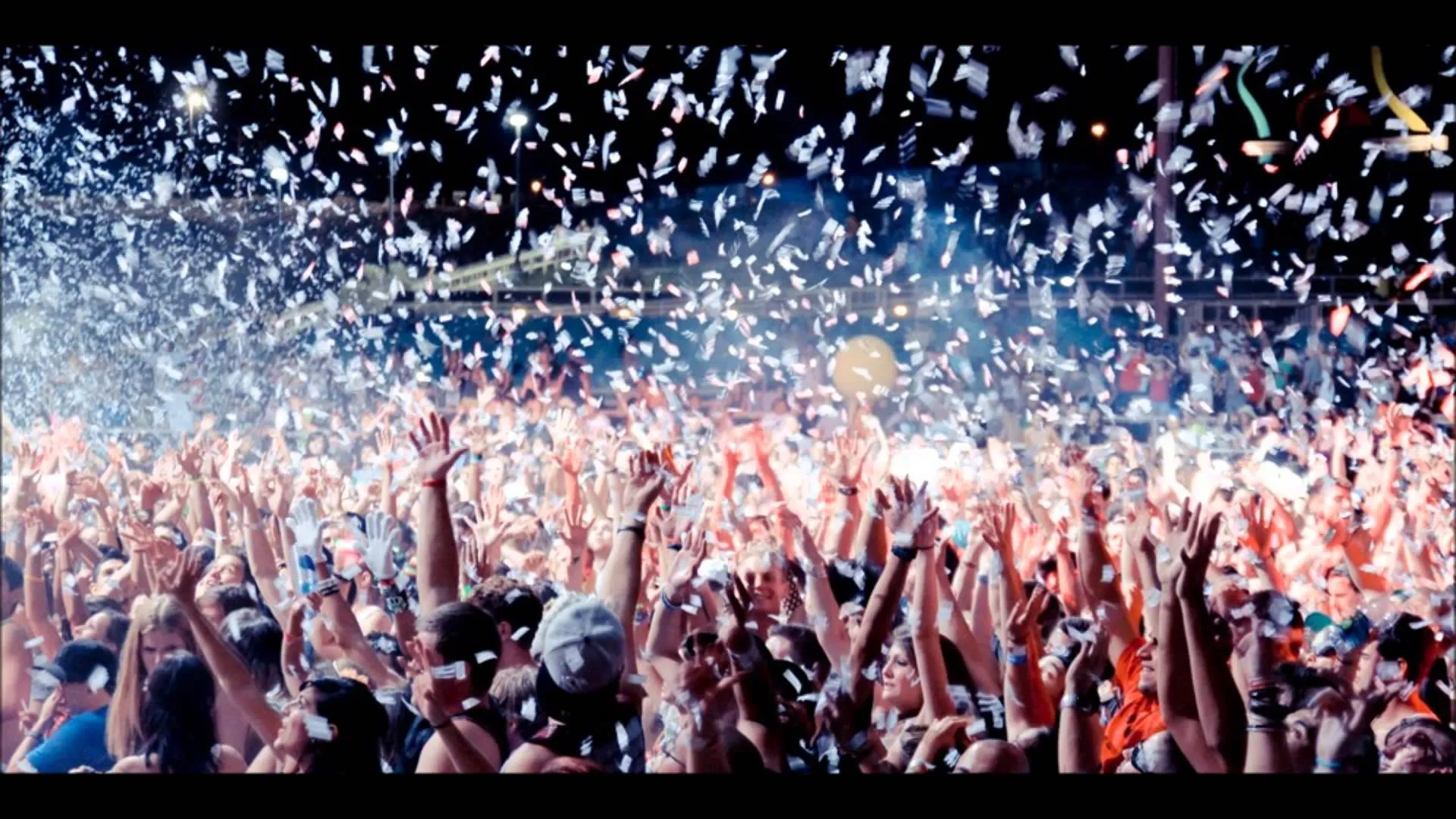 Crowd Goes Wild in a Rain of Celebration Strips HD Free
