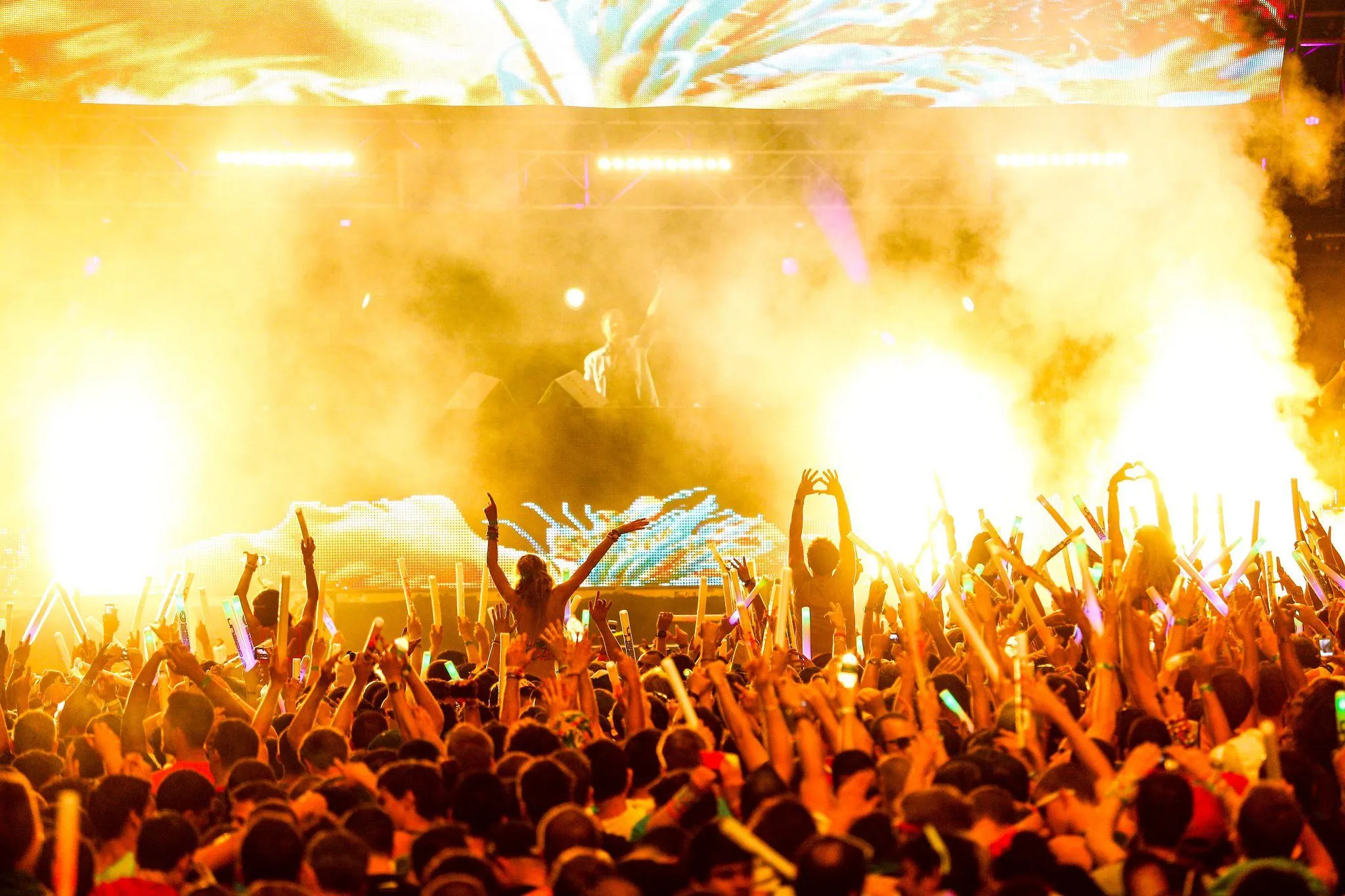 Dance Music Event with Glowing Fire and Lights Wallpaper