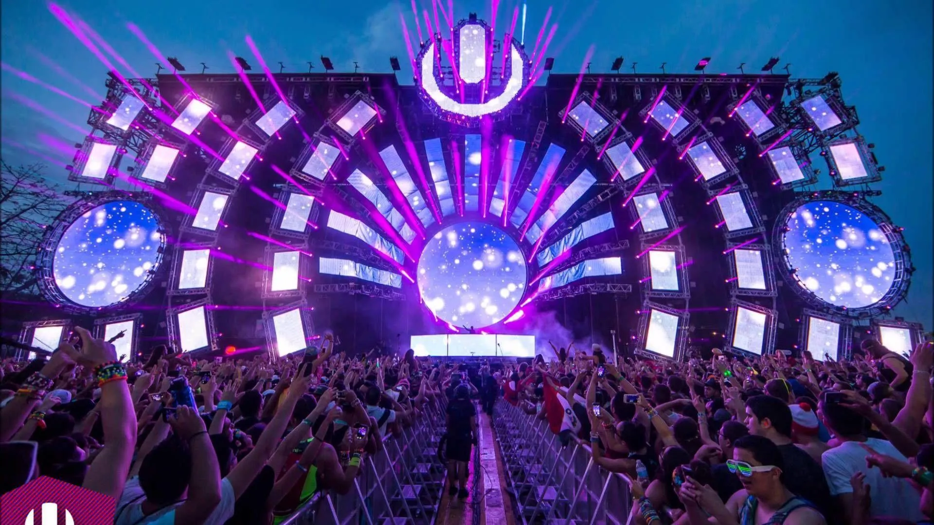 Electronic Dance Music Festival Crowd with An Amazing Stage