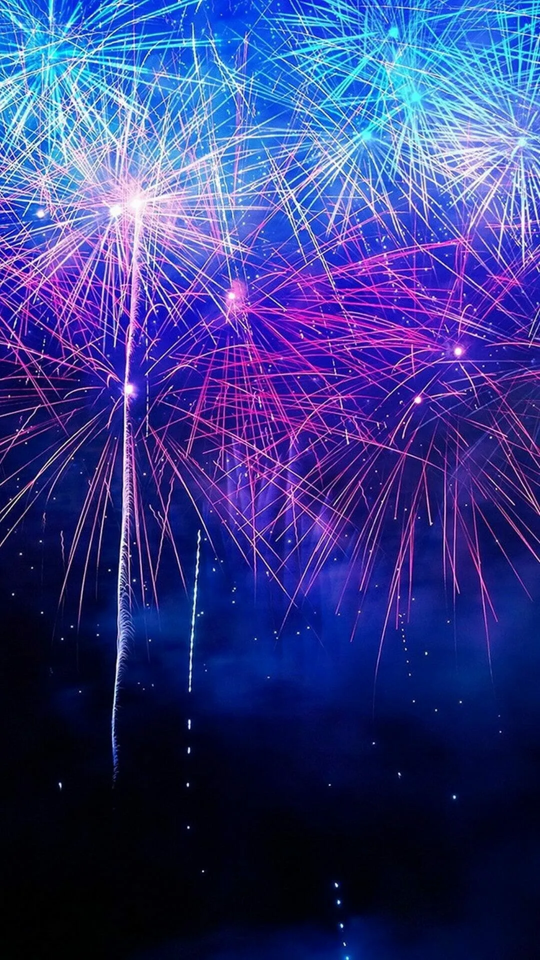 Festival Night Show with Fireworks Near the River Wallpaper