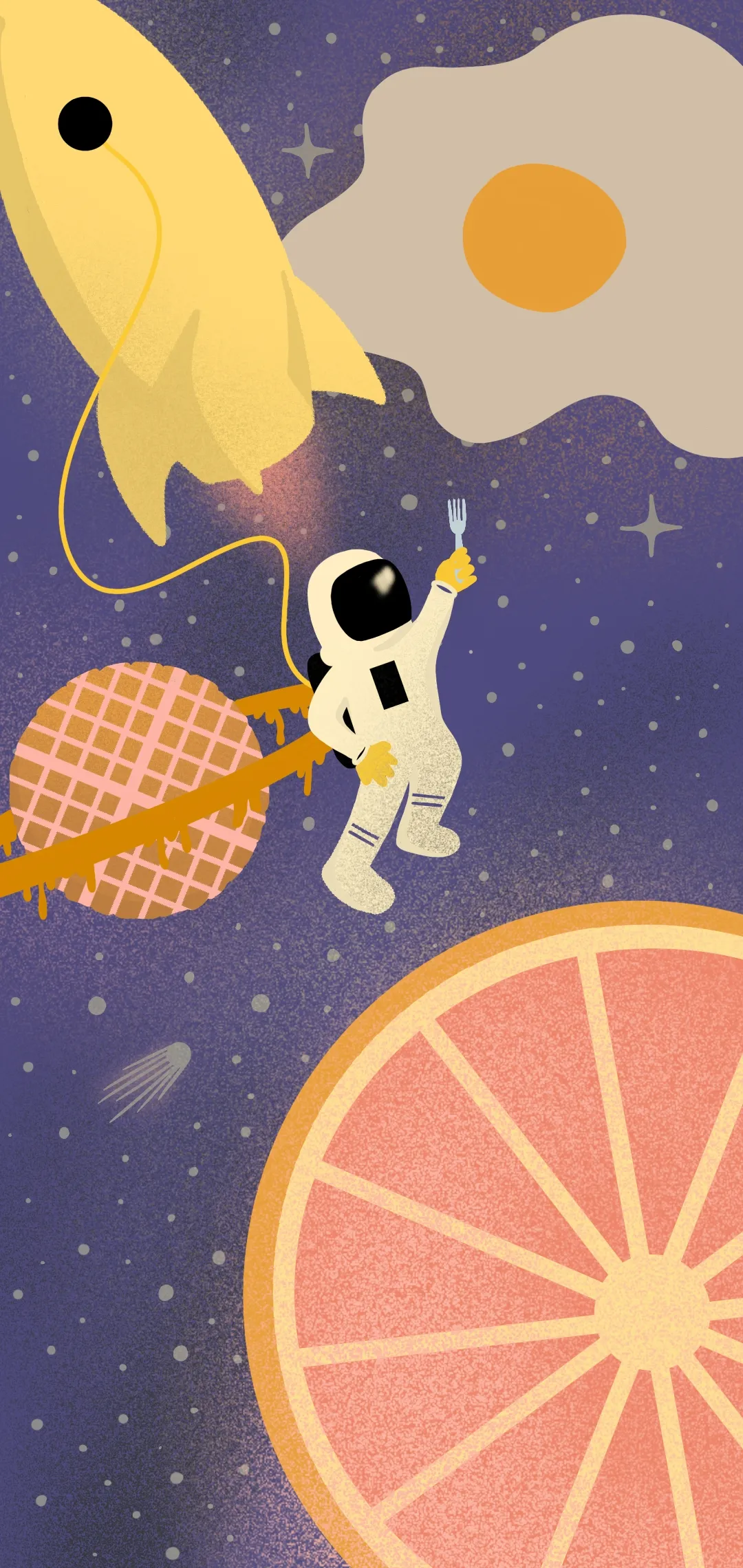 Funny Astronaut Breakfast Wallpaper for Phones in HD