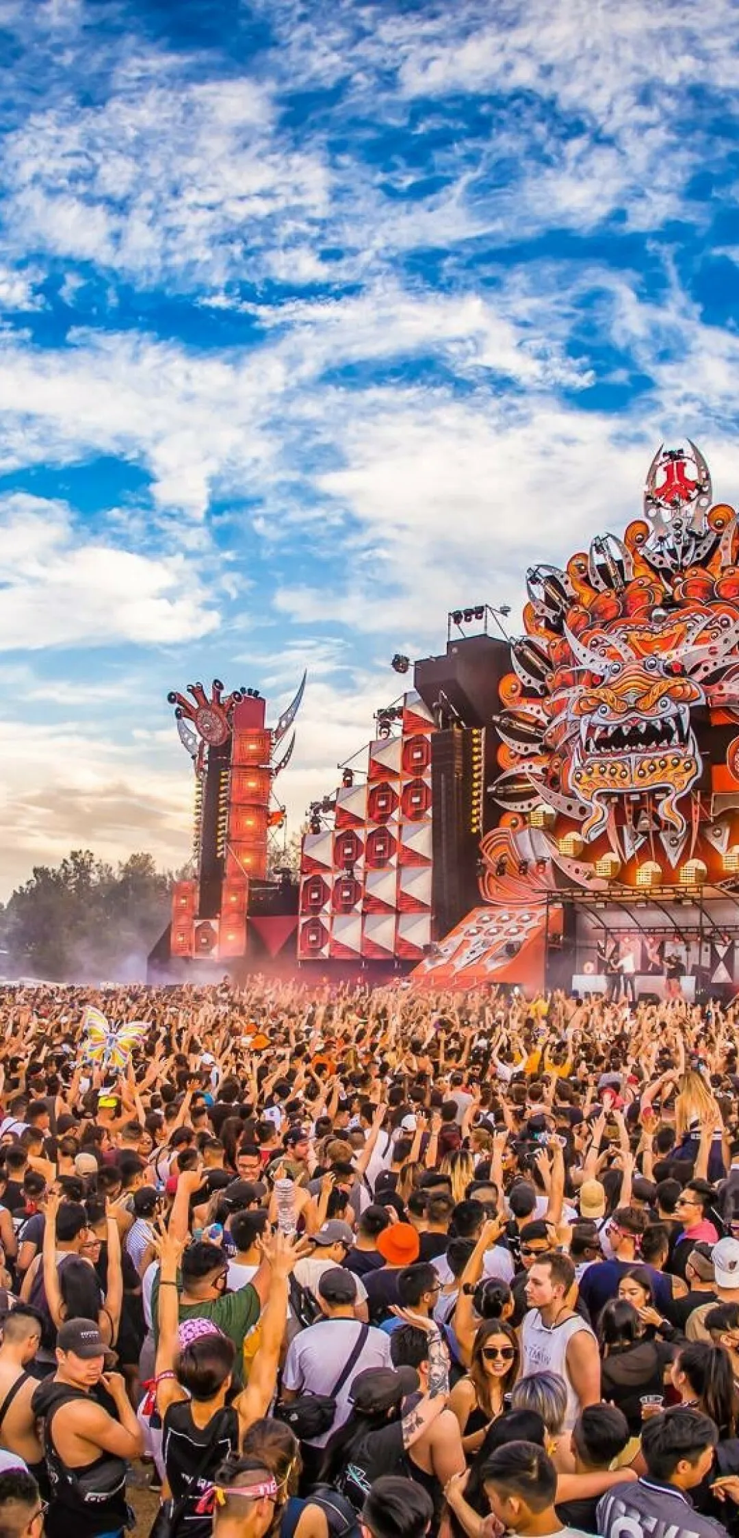 Music Festival with Vibrant Stage Setup Free Wallpaper