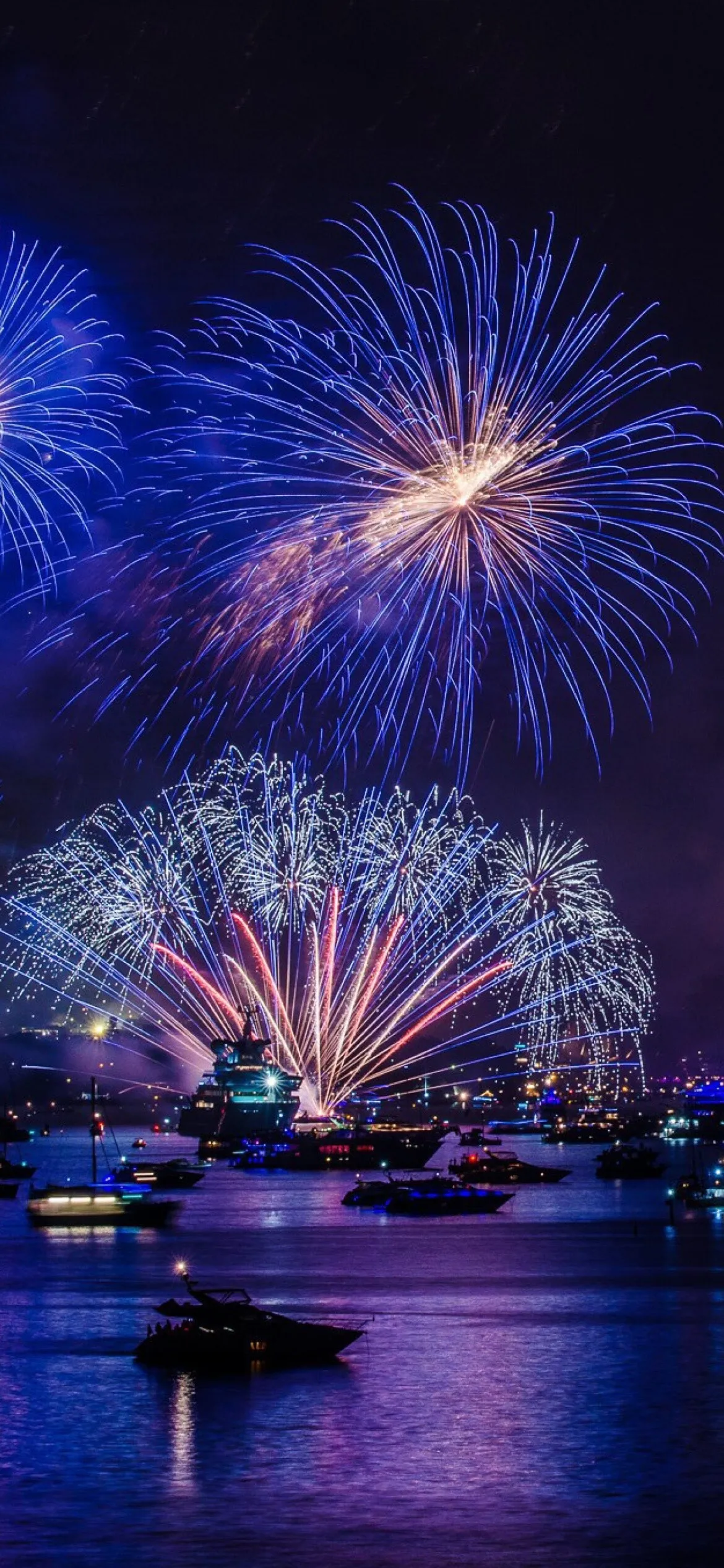 Smoky Fireworks Show in the Sky Portrait HD Wallpaper Free