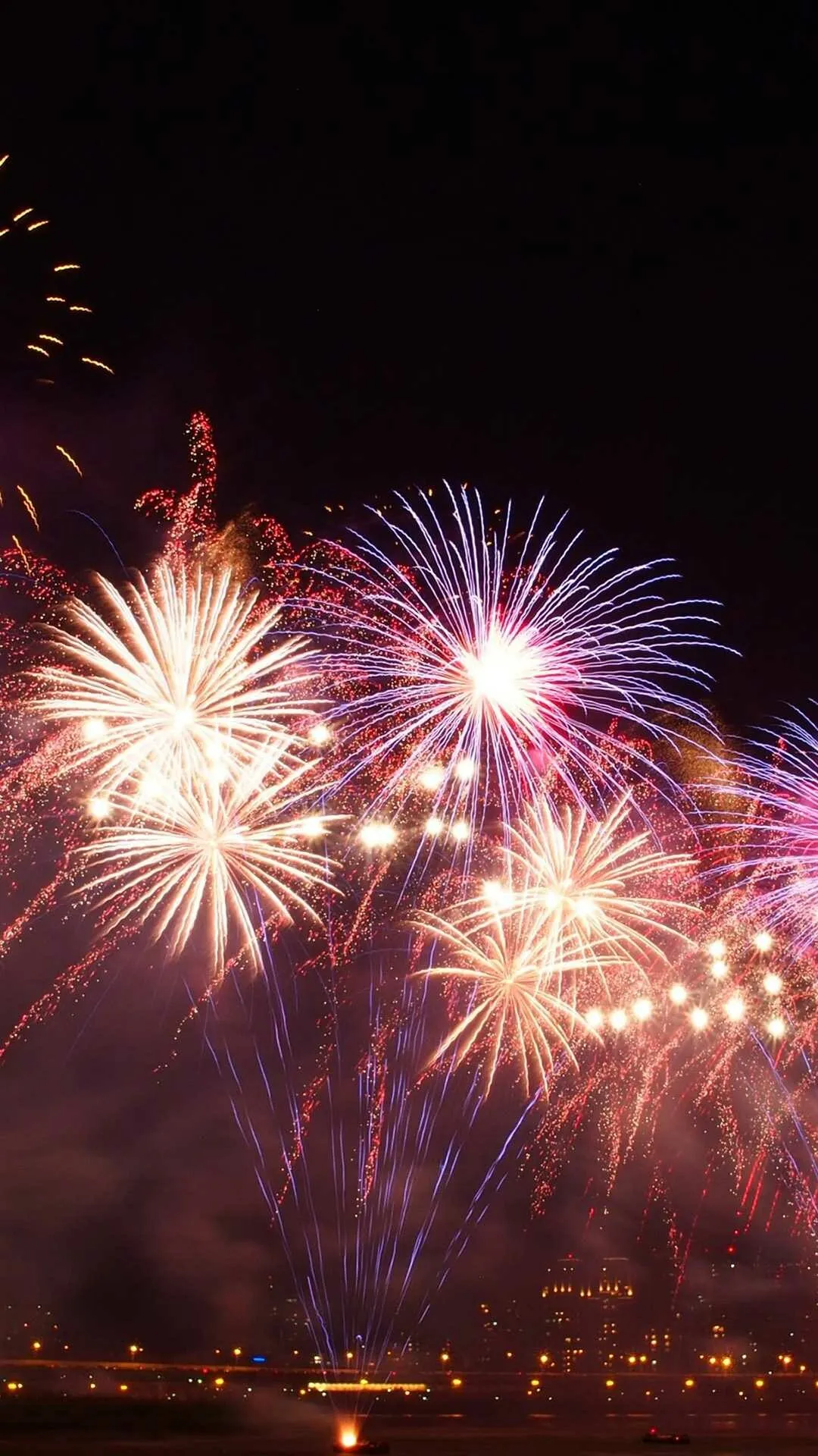 Superb Firecrackers View with the High Building Wallpaper
