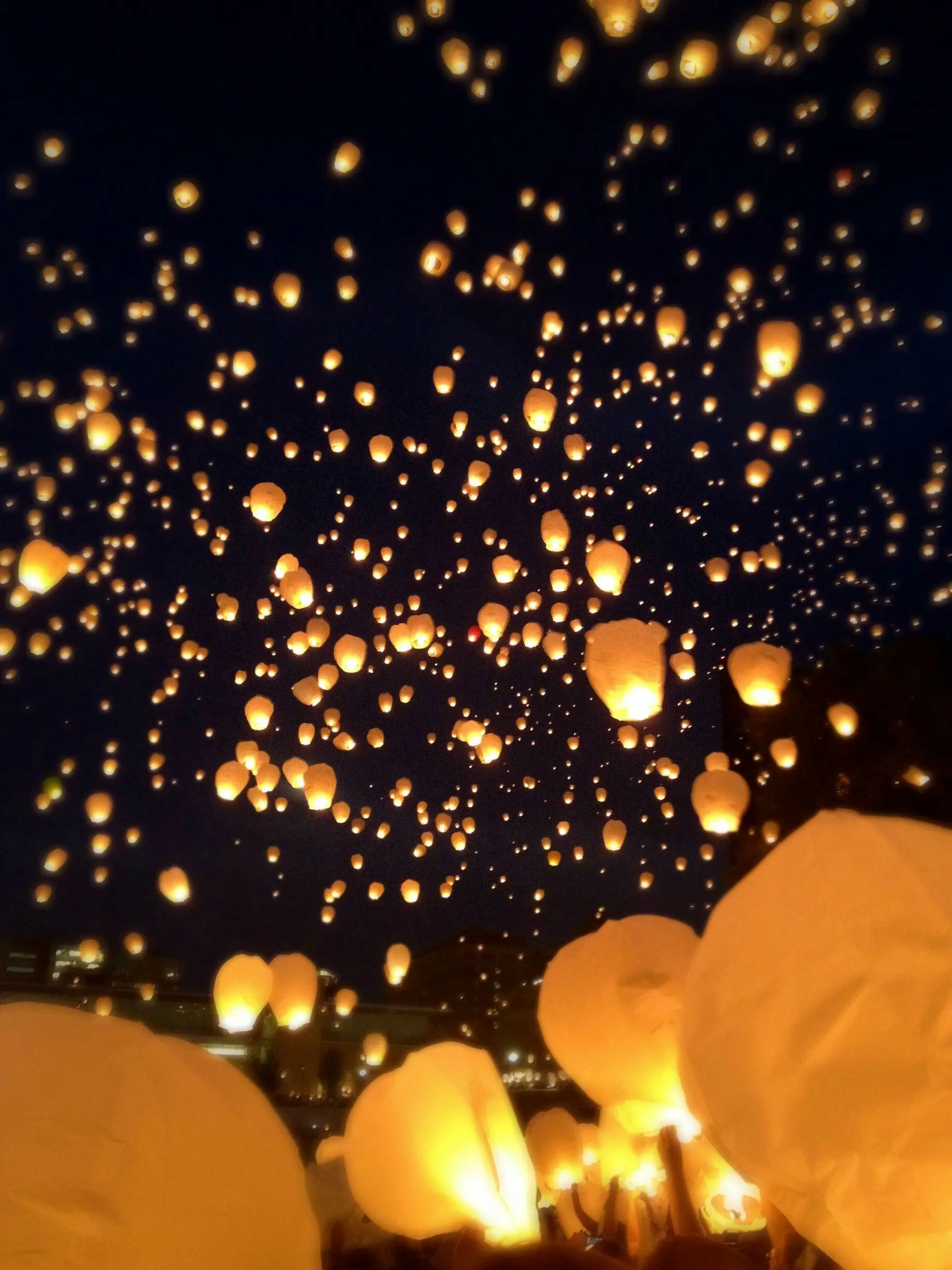 Thousands of Sky Lanterns Floating in the Night Sky HD Free