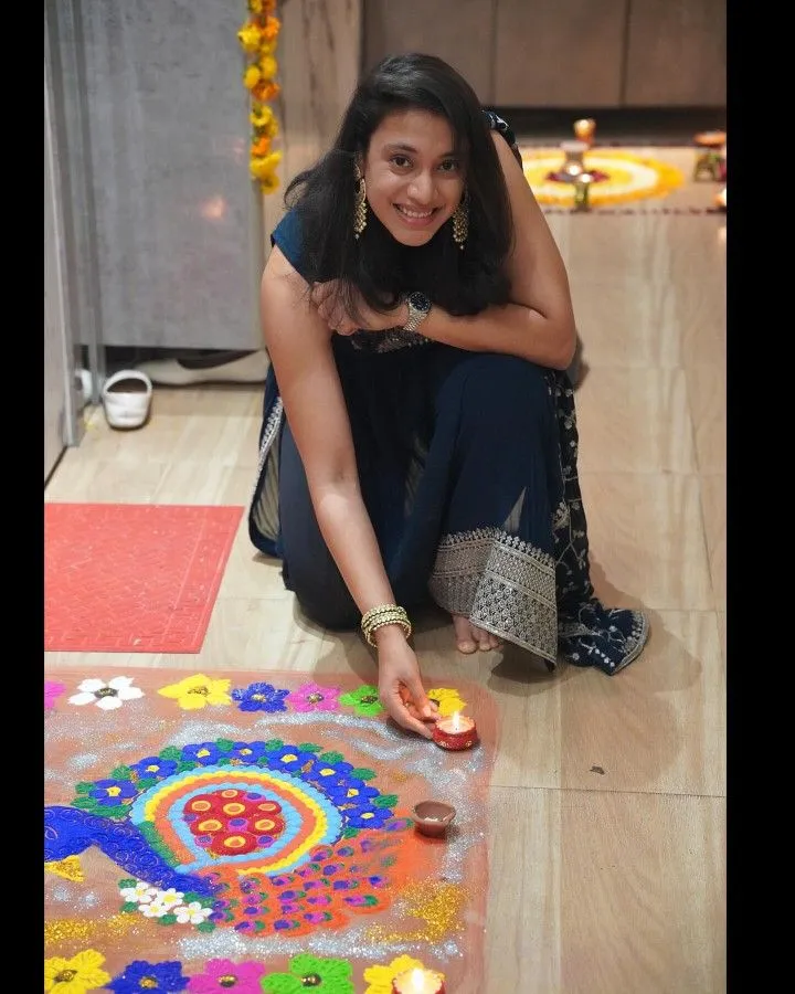 Smriti Mandhana at home enjoying a peaceful creative day