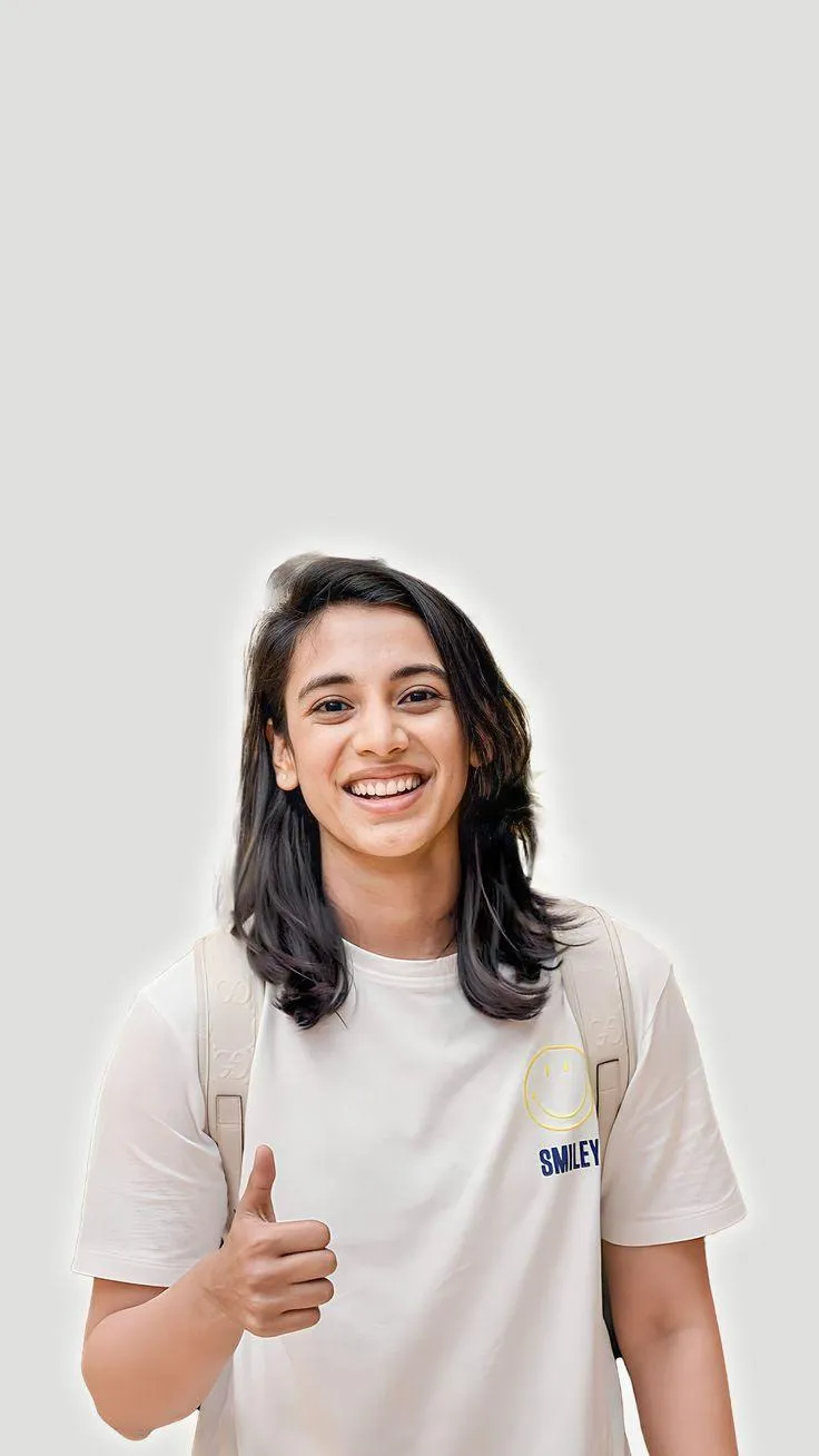Smriti Mandhana Casual Look in Blue Top Smiling at Camera