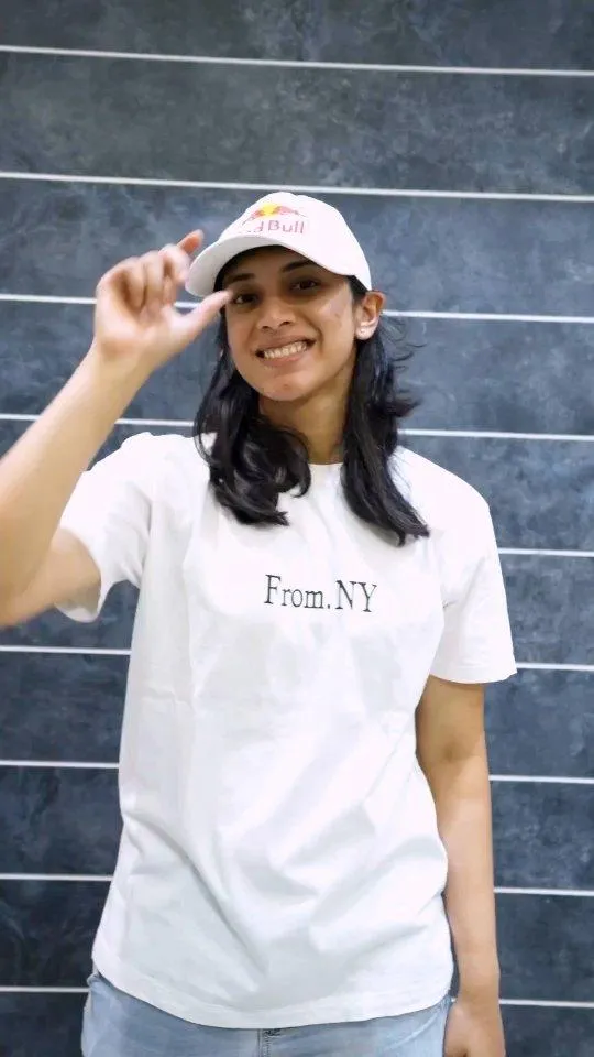 Smriti Mandhana Casual Look Wearing White Tshirt and Cap