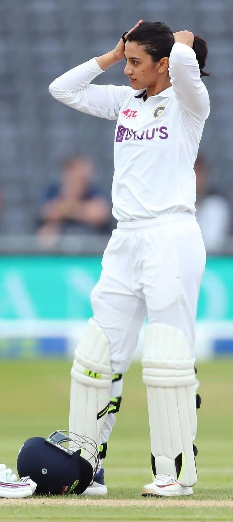 Smriti Mandhana celebrating after scoring a cricket century