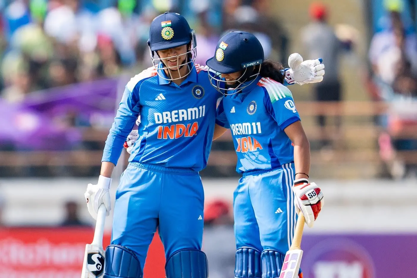 Smriti Mandhana during a cricket match intense focus