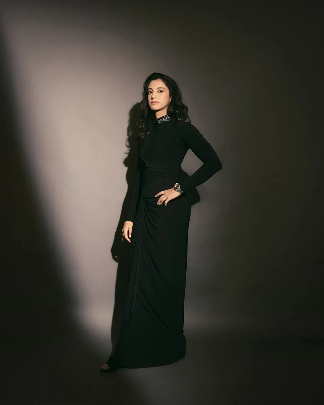 Smriti Mandhana Elegant Black Outfit for Fashion Shoot