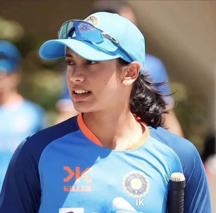 Smriti Mandhana Focused in Action on the Cricket Field