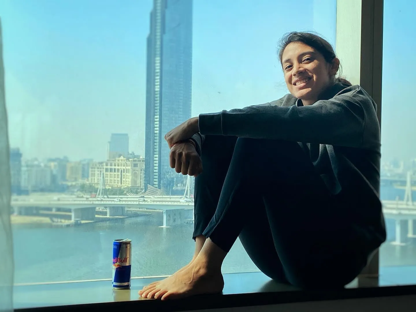 Smriti Mandhana in a city background during a calm time
