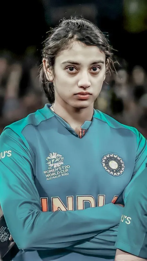 Smriti Mandhana in Action Wearing Teal India Jersey