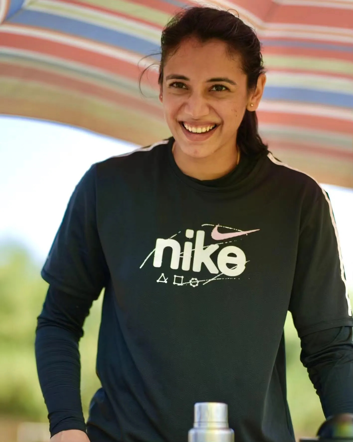 Smriti Mandhana in casual wear relaxing after a match