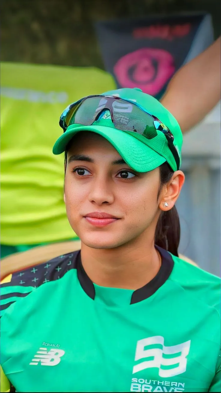 Smriti Mandhana in Green Cap Watching the Game wallpaper