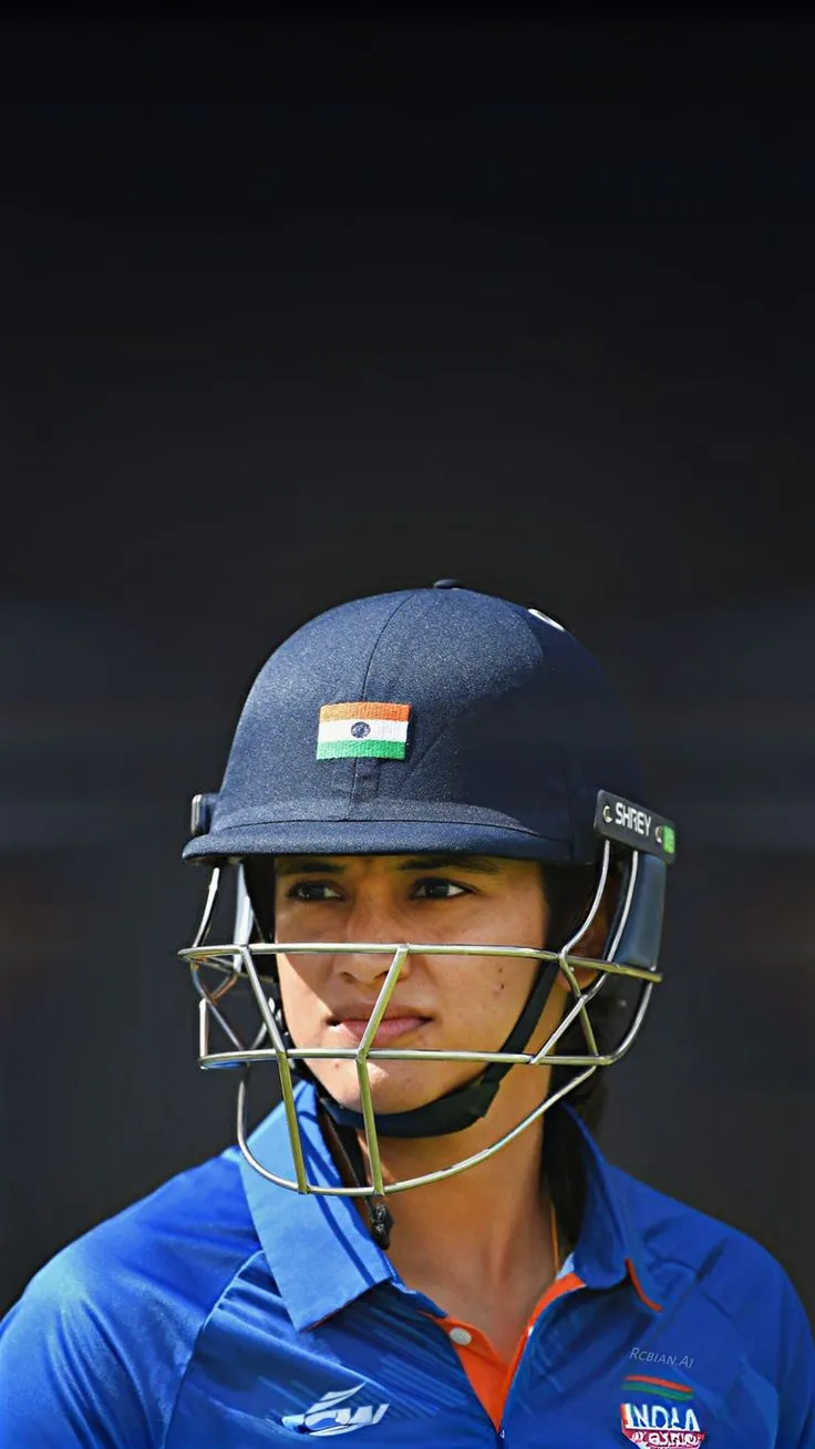 Smriti Mandhana in helmet during pre match preparations