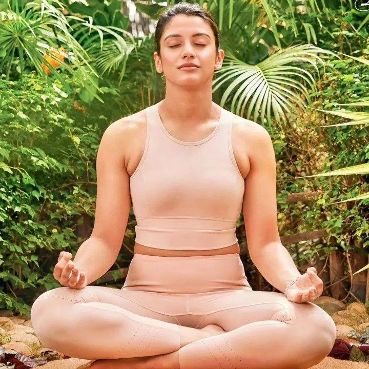 Smriti Mandhana meditating in a peaceful environment