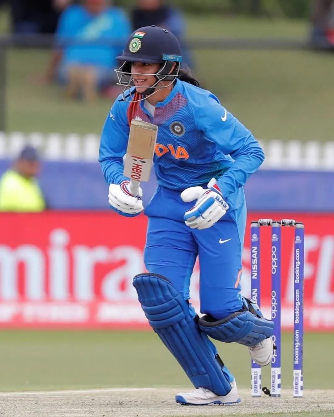 Smriti Mandhana playing a shot during an international game