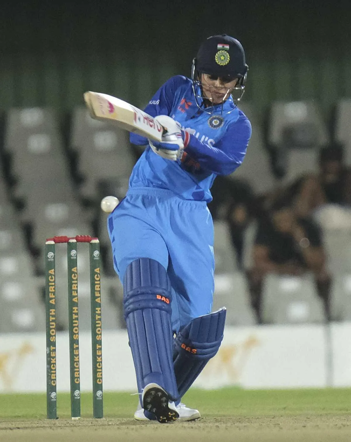 Smriti Mandhana playing cricket during a competitive game