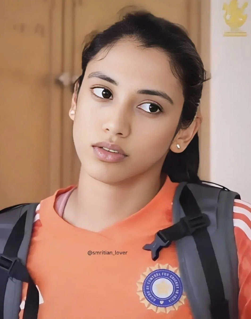 Smriti Mandhana portrait with a focused look and strong pose