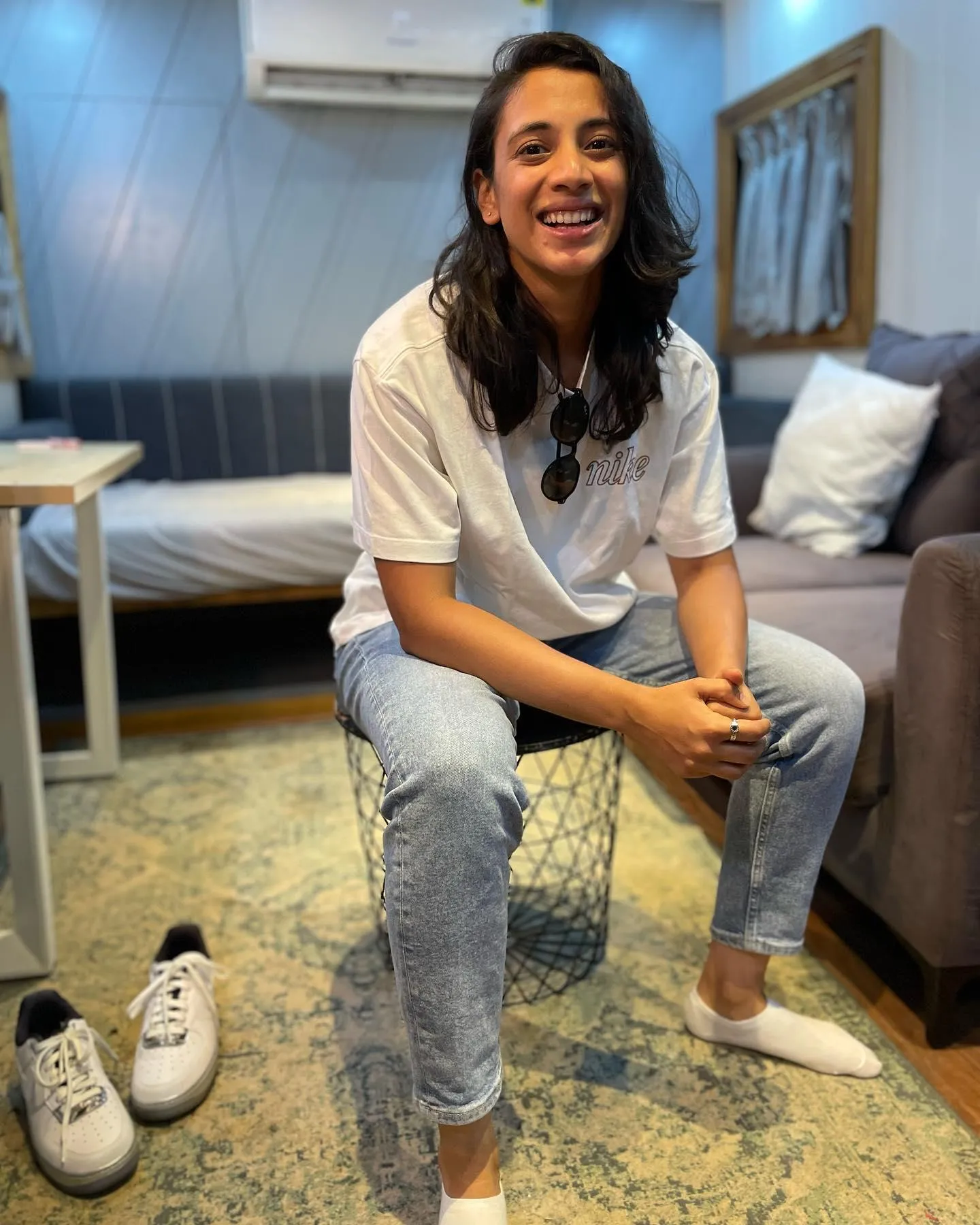Smriti Mandhana Reflecting Outdoors in a Casual Look