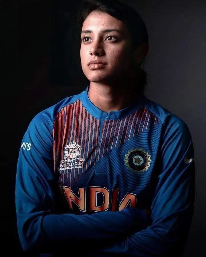 Smriti Mandhana Serious Look in Blue India Cricket Jersey