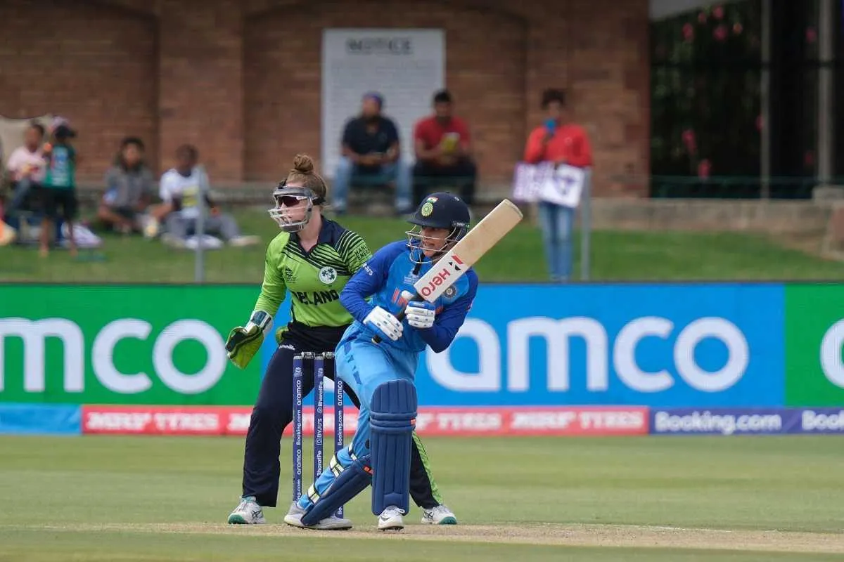 Smriti Mandhana sharing a moment with her teammate