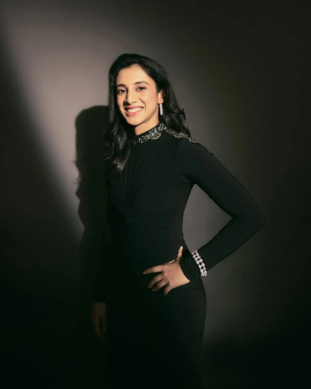 Smriti Mandhana Stylish Black Outfit with Confident Pose