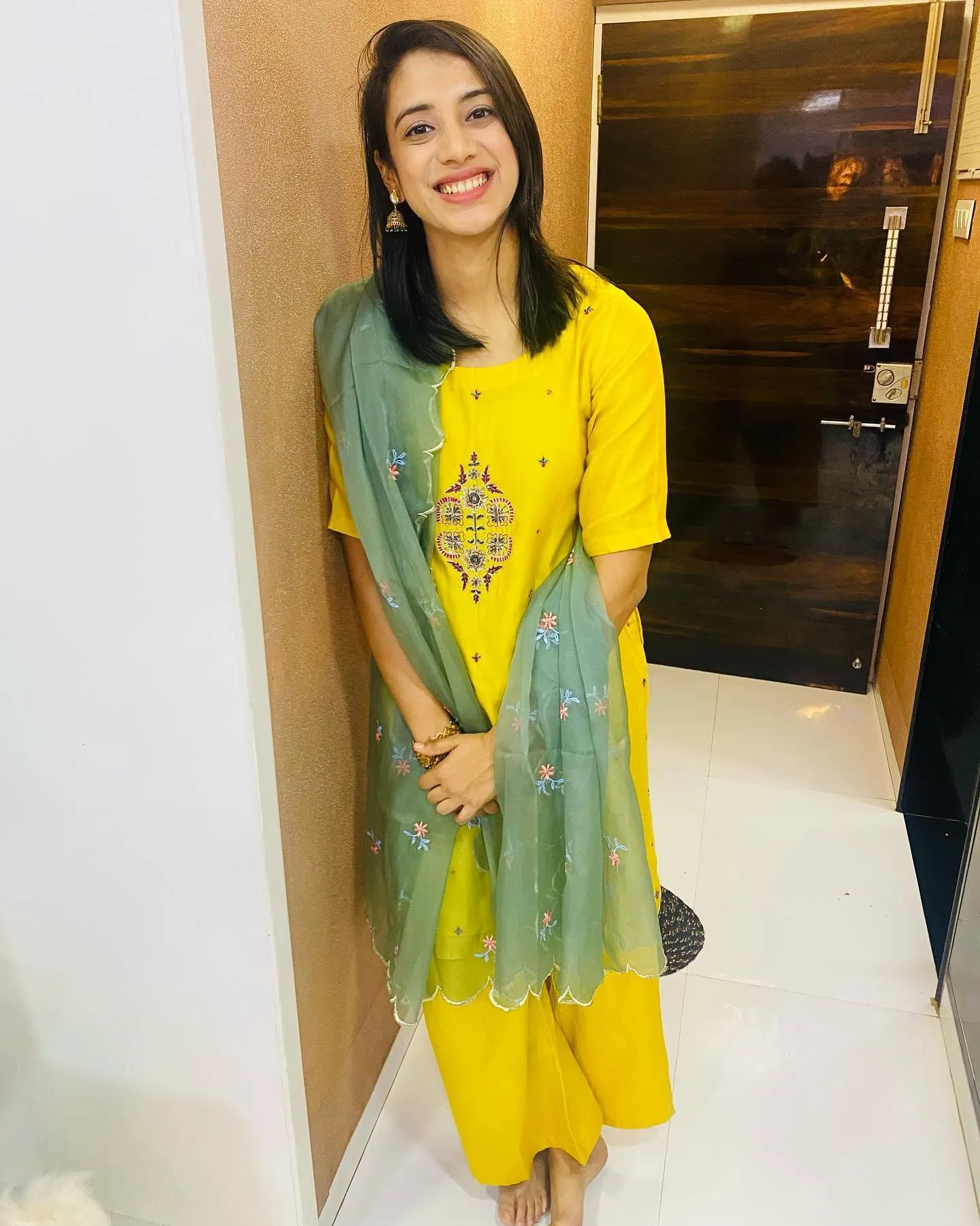 Smriti Mandhana Stylish in Yellow Dress for Day Out