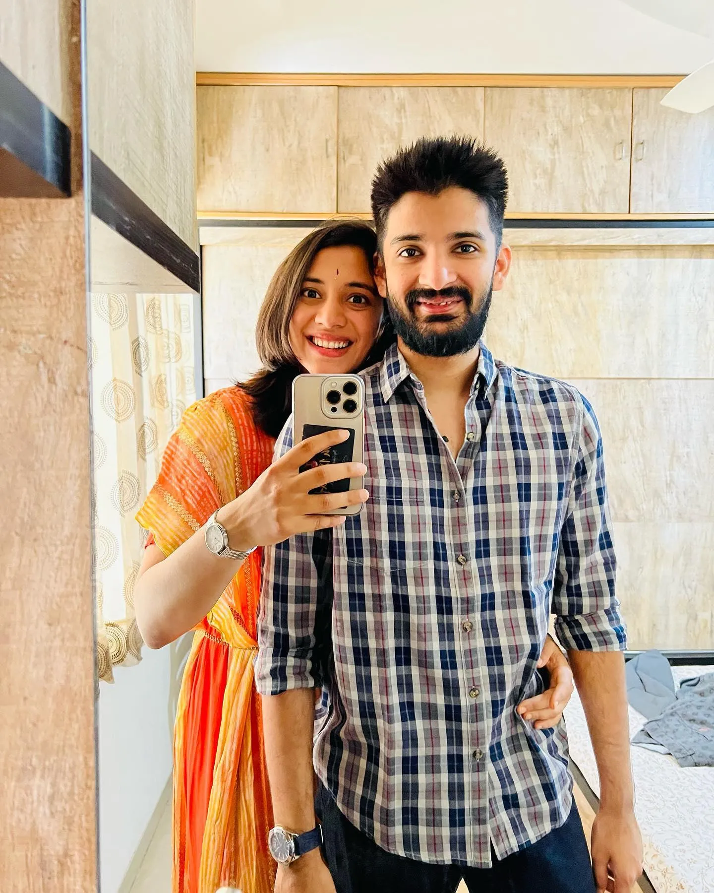 Smriti Mandhana with friend in traditional festive attire