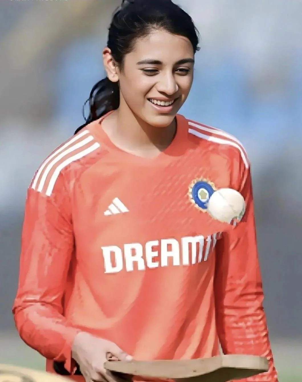 Smriti Wearing Dream11 Jersey Smiling Before Match