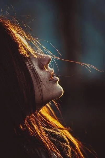 Artistic Profile Portrait of a Woman in Low Warm Light Image