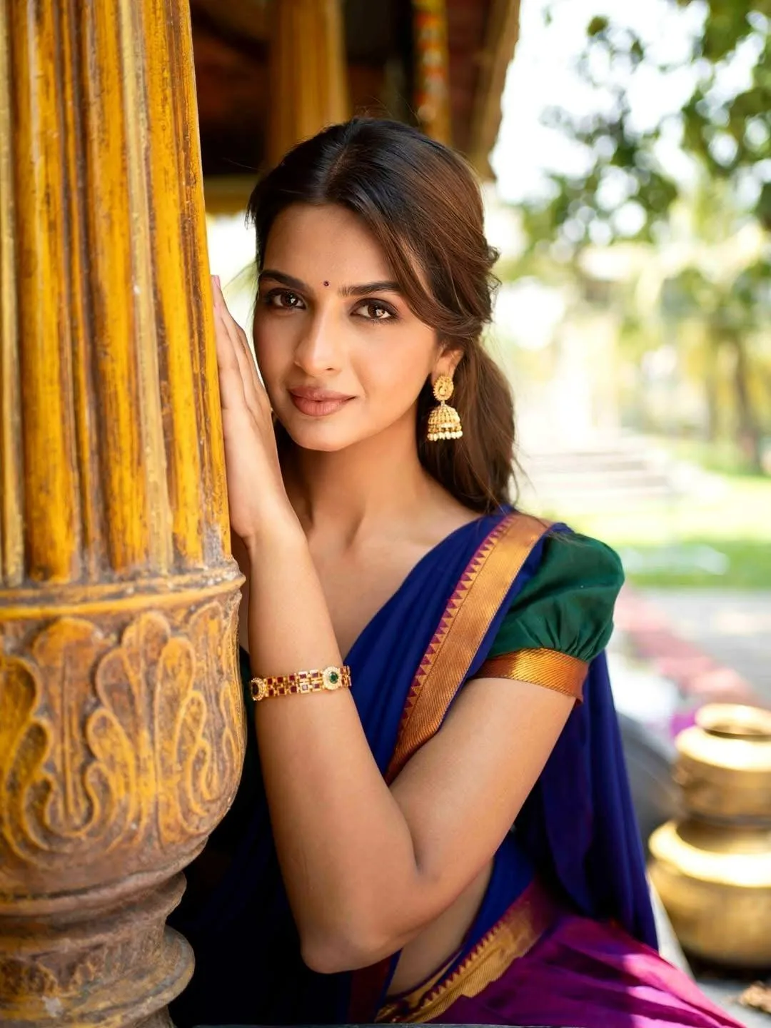 Attractive Shruti Chauhan in Blue Saree Regal Look