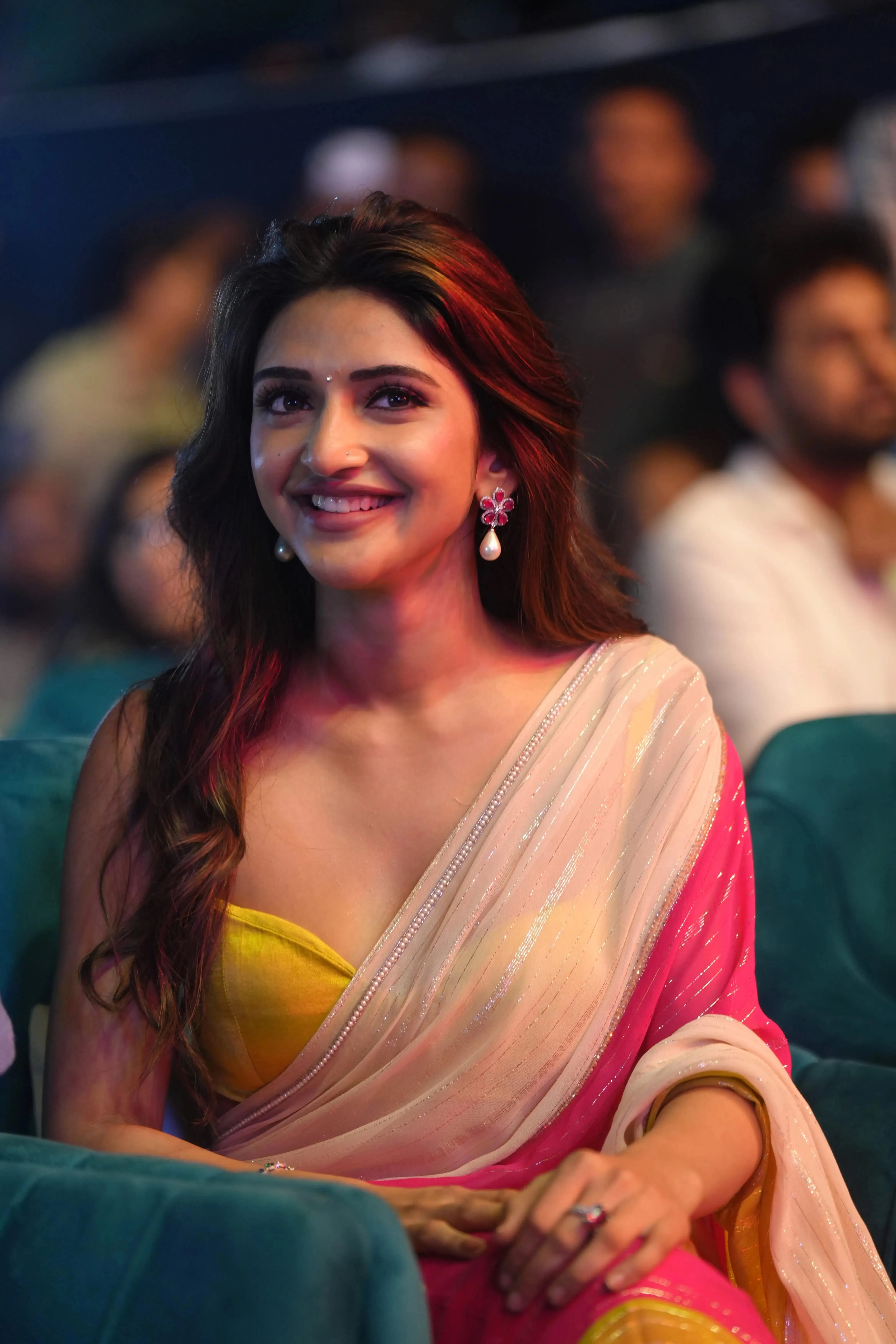 Attractive Sreeleela in White Saree Evening Event Wallpaper