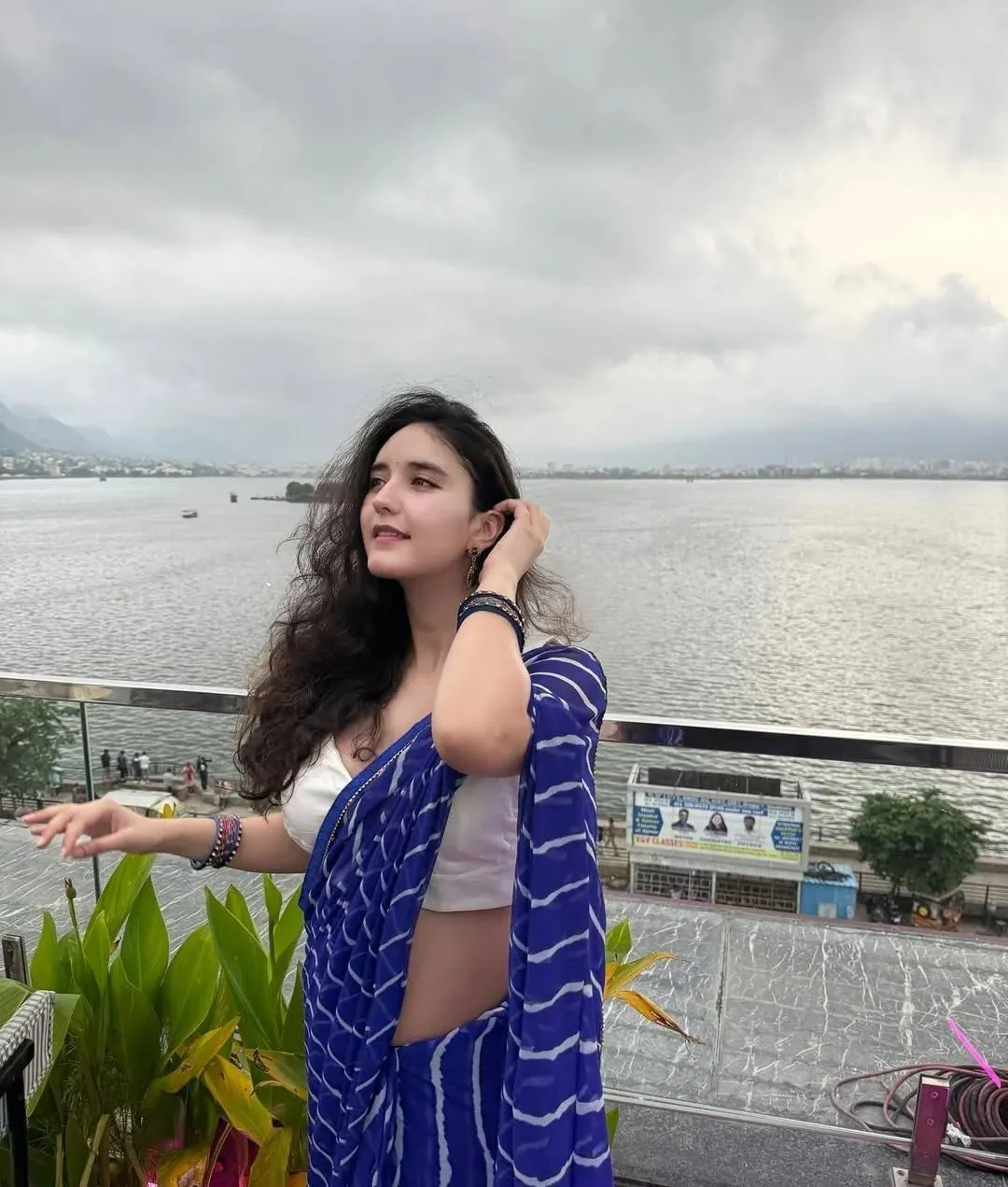 Beautiful Akanksha Choudhary in Blue Saree Exuding Elegance