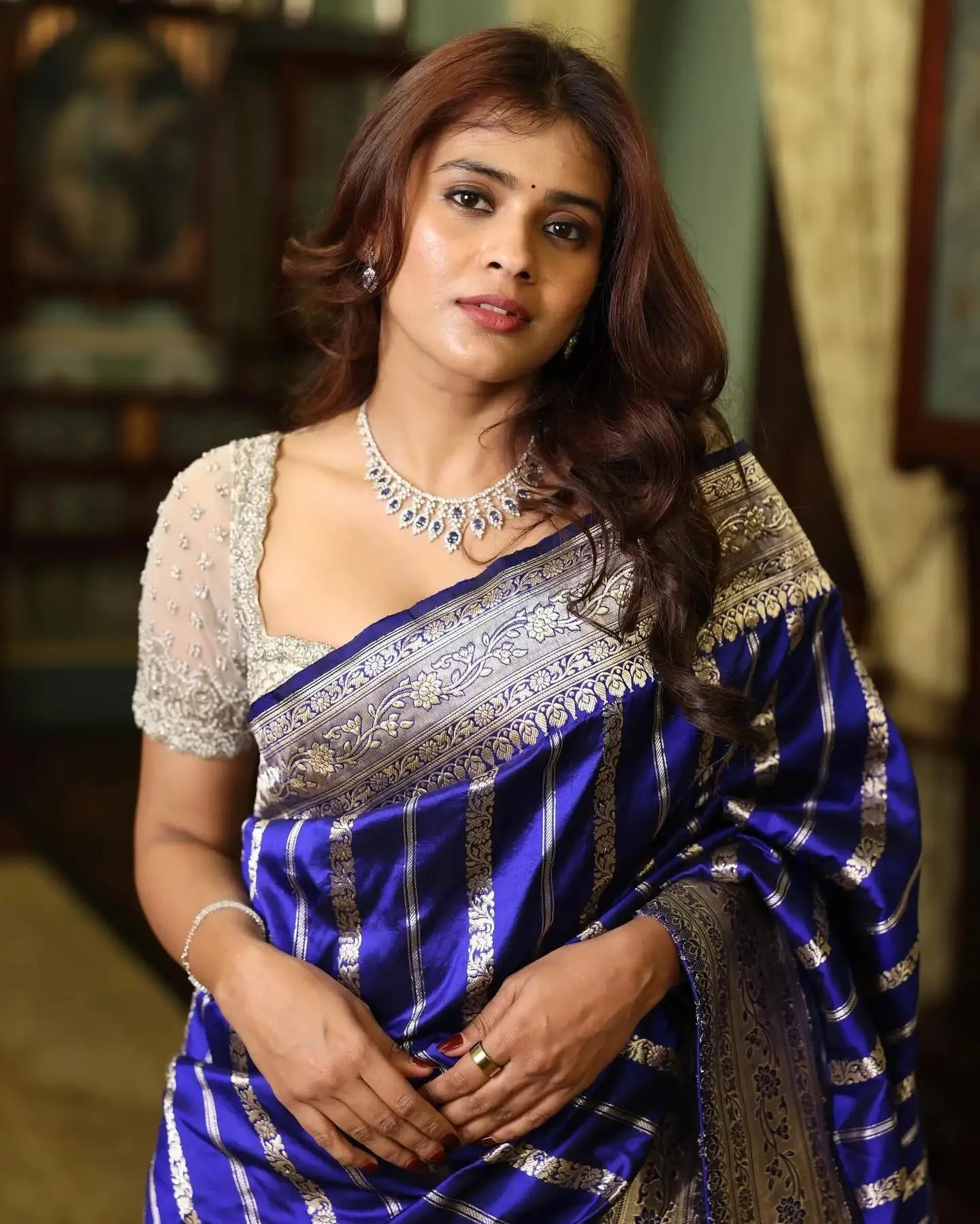Beautiful Hebah Patel in Blue Saree with Classic Charm