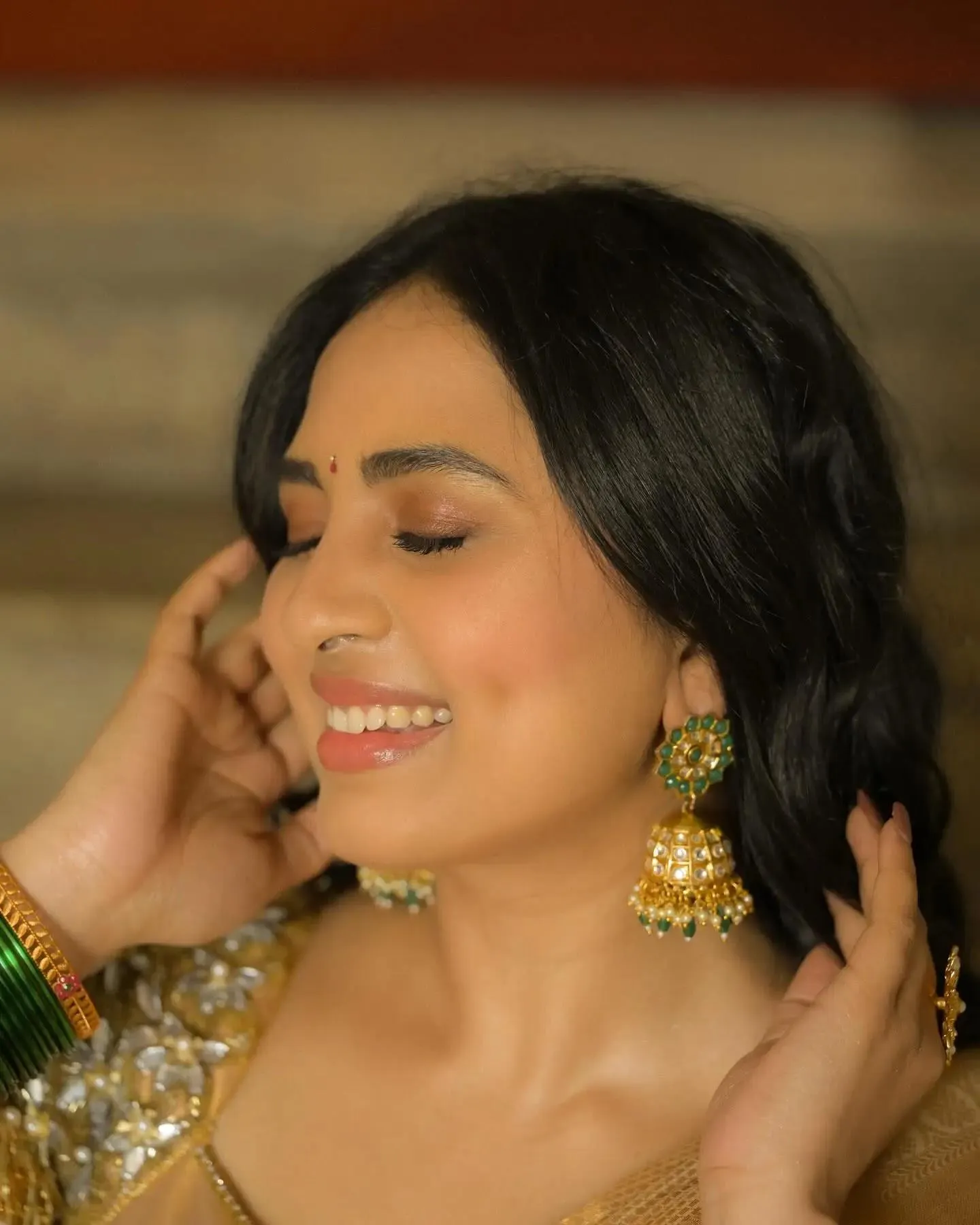 Beautiful Srushti Dange in Yellow Saree Elegant Look Picture