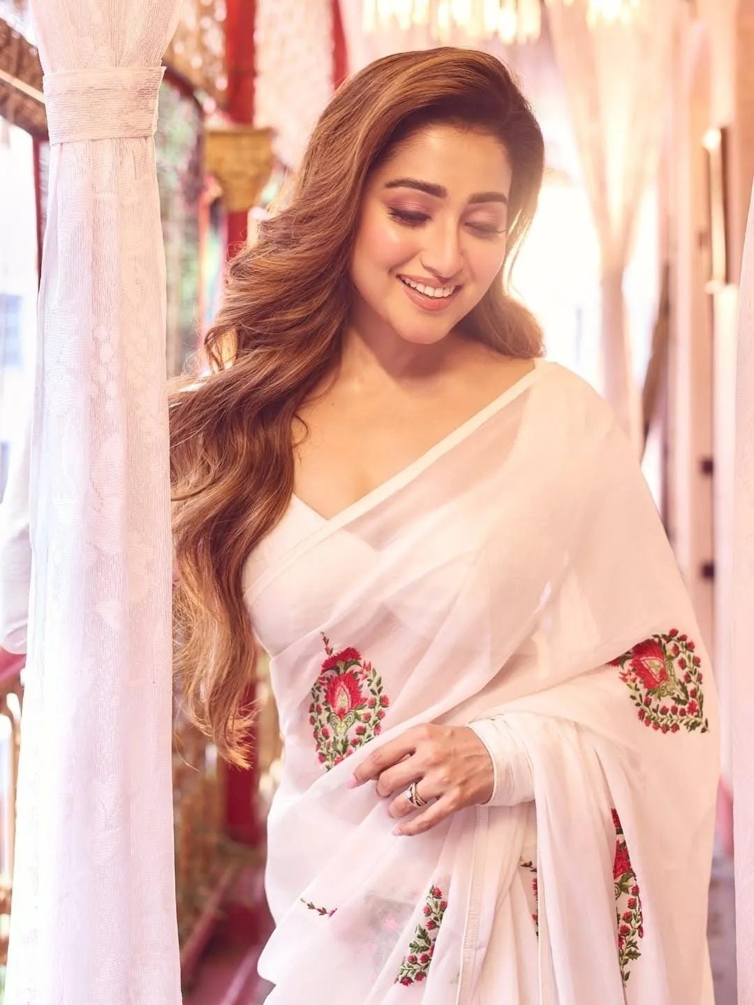 Beautiful Sudipa Banerjee in White Saree Exuding Elegance