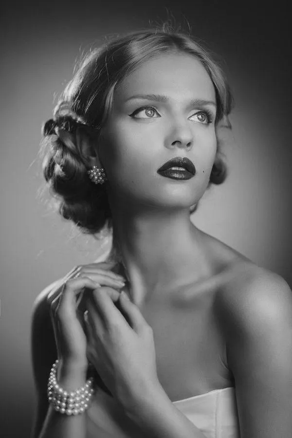 Black and White Classic Portrait of a Woman with Jewelry