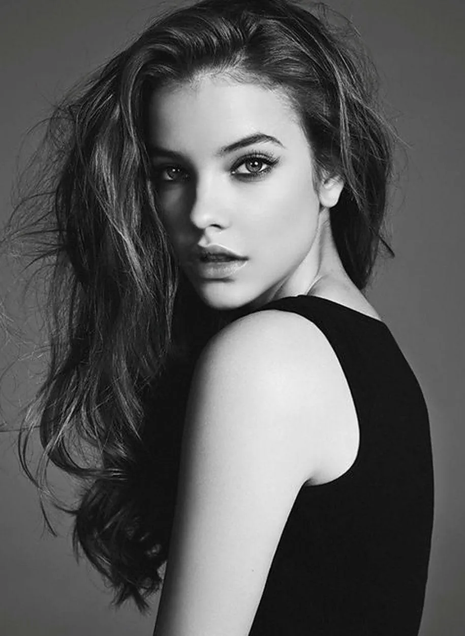 Black and White Close Up of a Woman with Long Wavy Hair