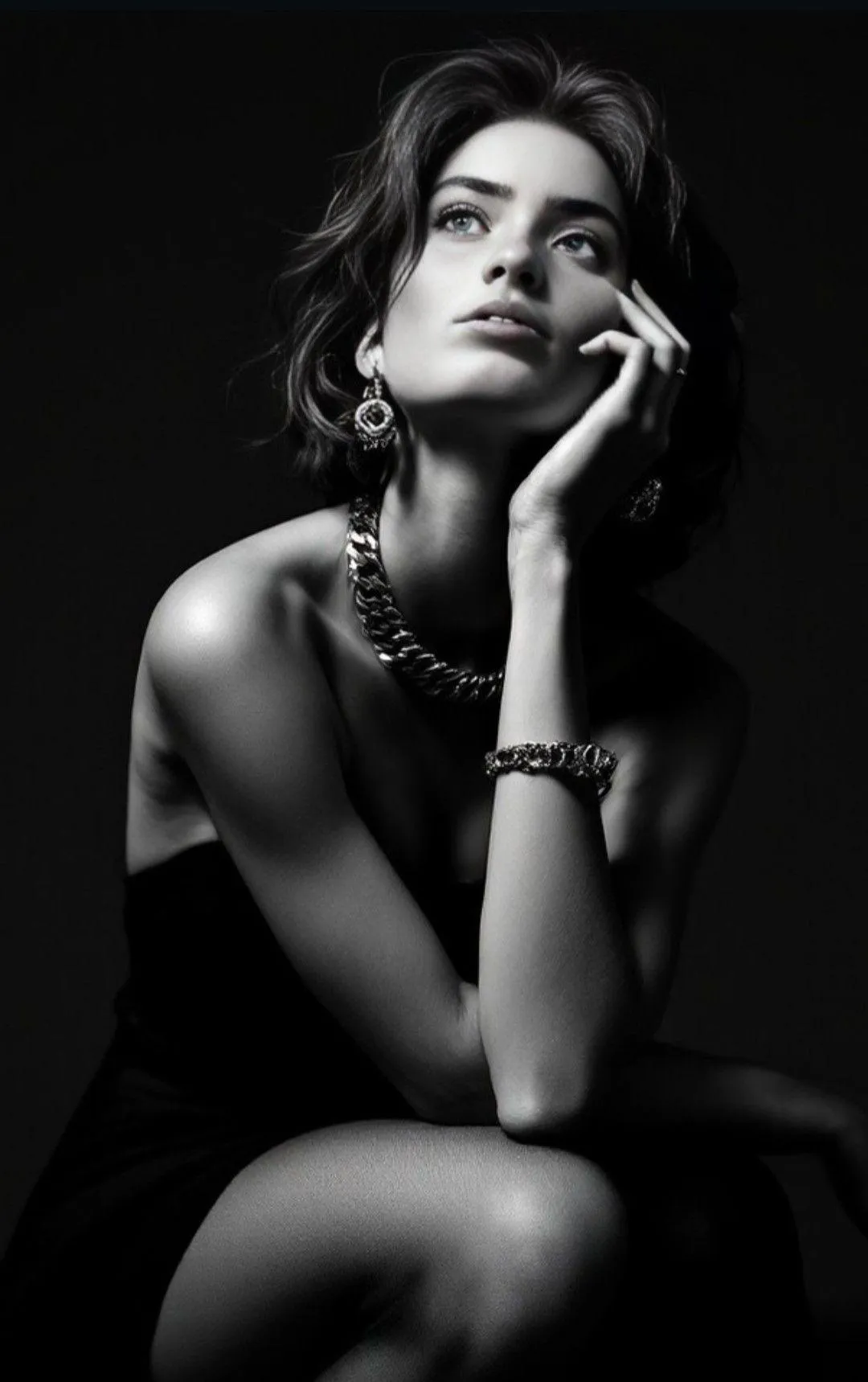 Black and White Portrait of a Woman Resting Her Hand Image