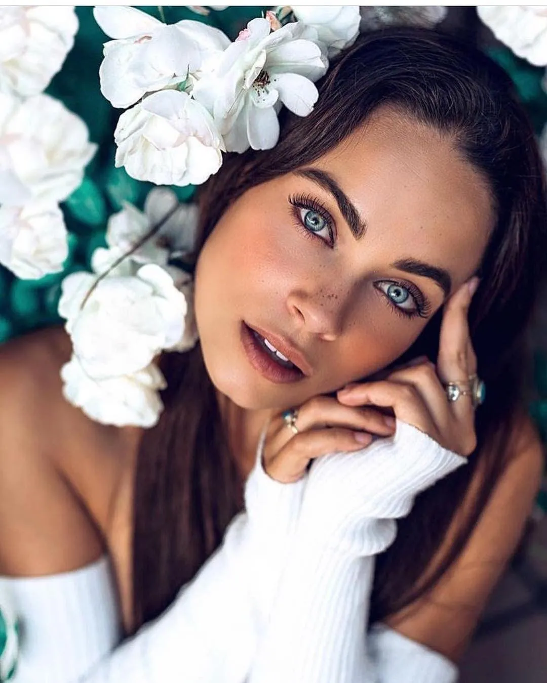 Blonde Woman Posing Outdoors with Golden Hour Lighting Image